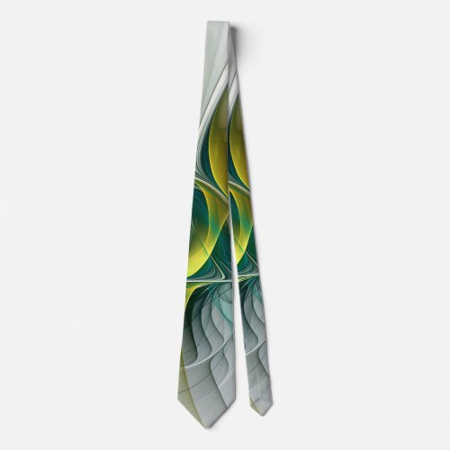 Fractal Evolution Golden Turquoise Abstract Art Neck Tie