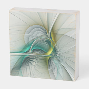 Fractal Evolution, Golden Turquoise Abstract Art Wooden Box Sign