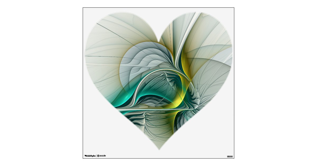 Fractal Evolution Golden Turquoise Abstract Heart Wall Decal