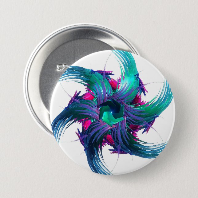 Fractal Fantasy Swirls Badge Button (Front & Back)