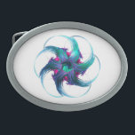 Fractal Fantasy Swirls Belt Buckle<br><div class="desc">Swirls of pink, aqua, blue and purple with a white background make up this beautiful abstract fractal image. Now imagine it spinning around.</div>