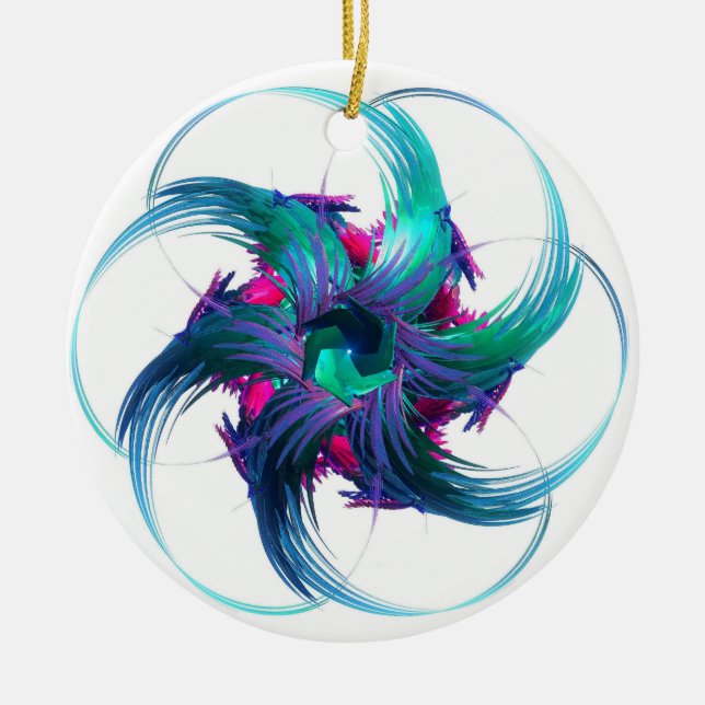Fractal Fantasy Swirls Ceramic Ornament (Front)