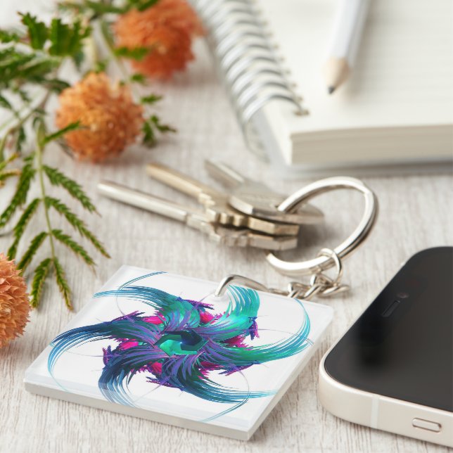 Fractal Fantasy Swirls Key Ring (Front Right)