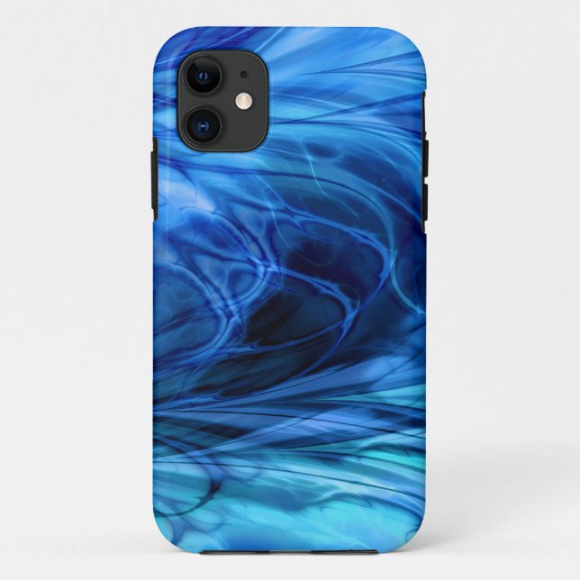 Fractal Feathers Blue Case-Mate iPhone Case (Back)