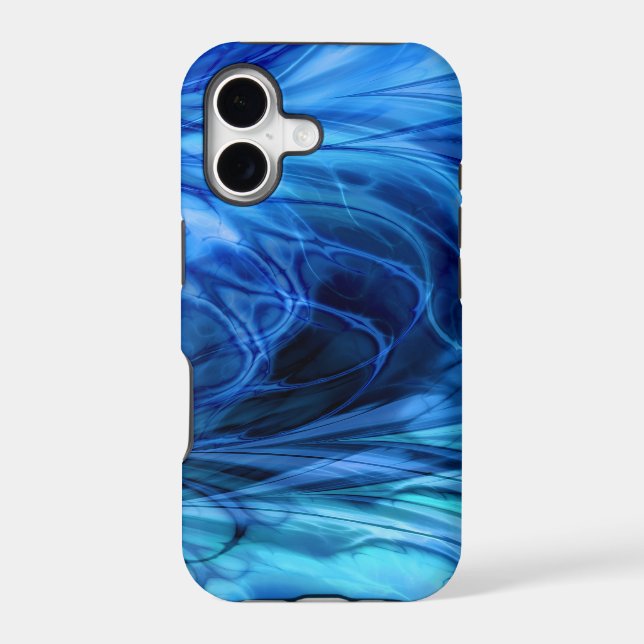 Fractal Feathers Blue Iphone Case (Back)