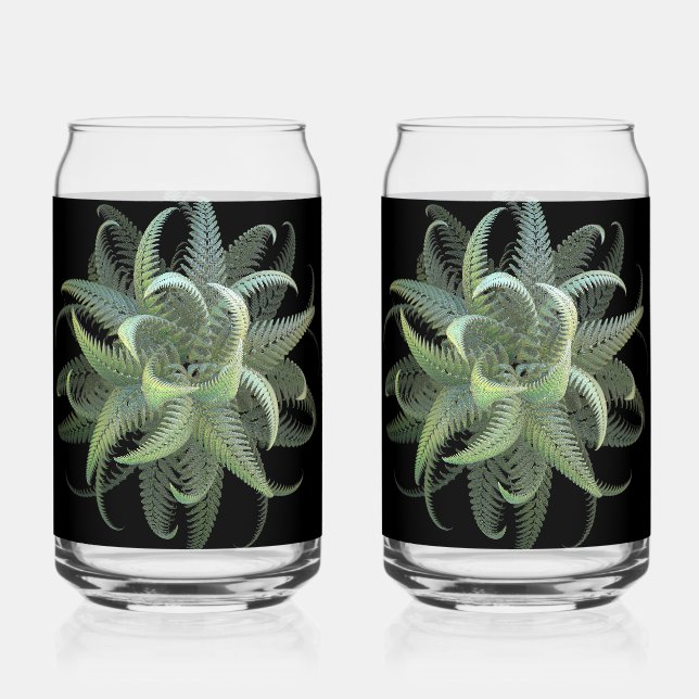 Fractal Fern Bloom  Can Glass (Front)