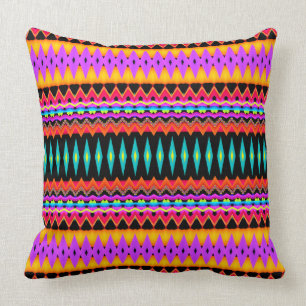 Fractal Fiesta Bright Colors Throw Pillow