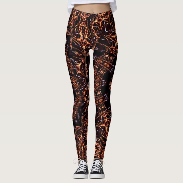 Fractal Fire Mood Custom Leggings (Front)