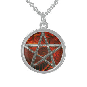 Fractal Fire Pentagram Pentacle Wicca Necklace