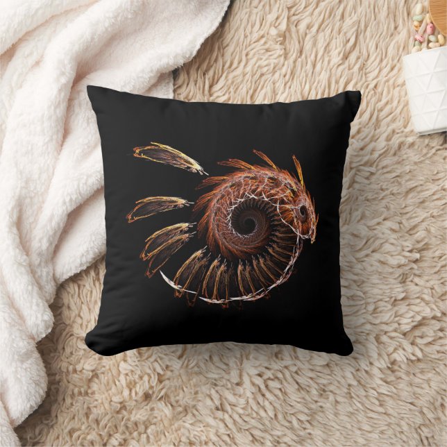 Fractal Firebird Throw Pillow (Blanket)