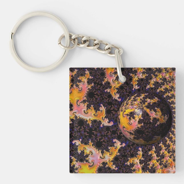 Fractal Firestorm Sphere Keychain (Front)