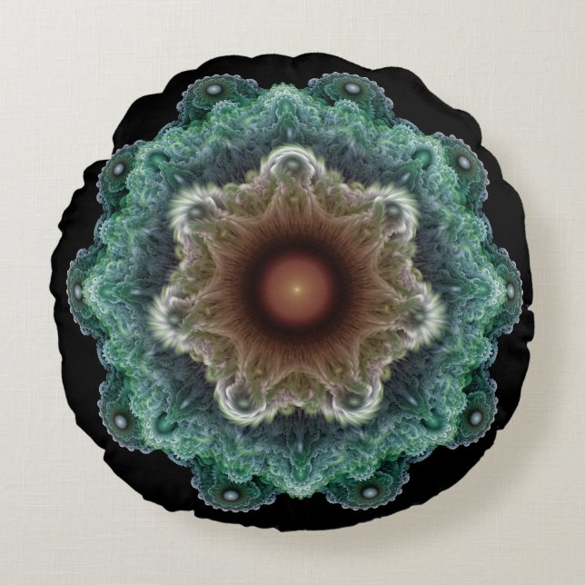 Fractal flamboyant ornament round pillow (Front)