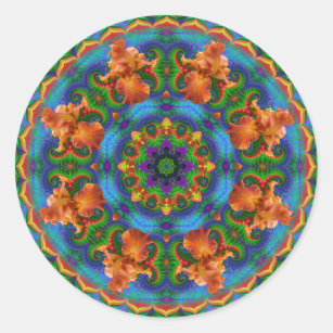 Fractal Floral Mandala Classic Round Sticker