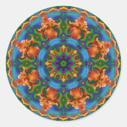 Fractal Floral Mandala Classic Round Sticker