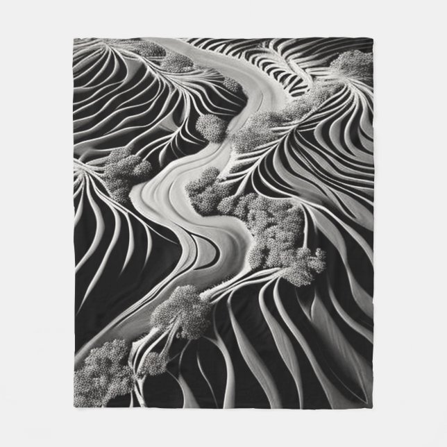 Fractal Flow Fleece Blanket (Front)