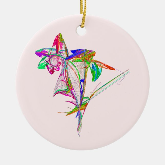 Fractal - Flower and Bud Ceramic Ornament (Front)