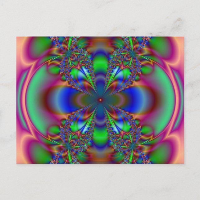 Fractal Flower In Multi Colors Postcard (Front)