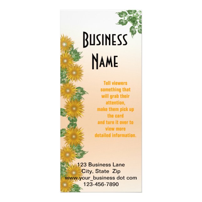 Fractal Flower & Leaf Border Business Custom Rack Card (Front)