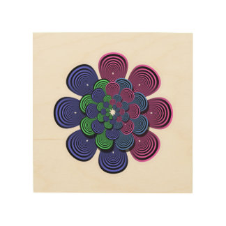 Fractal Flower Wood Print