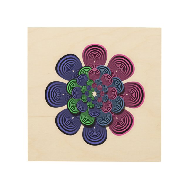Fractal Flower Wood Wall Art (Front)