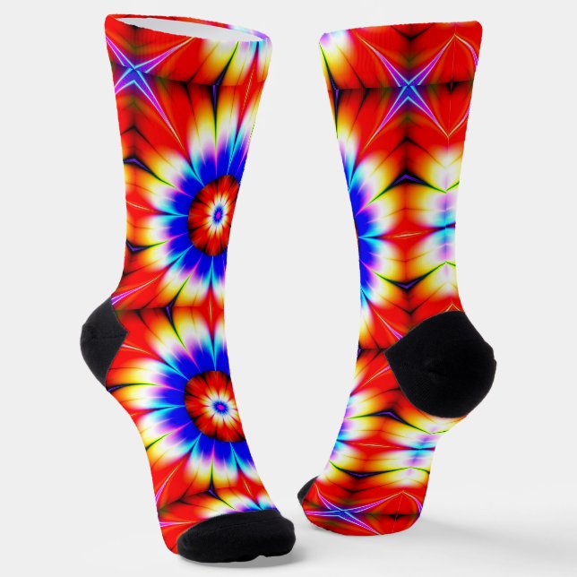 Fractal Flowers Crew Socks (Angled)