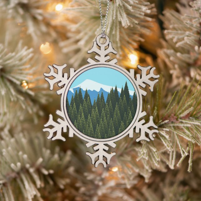 Fractal Forest Snowflake Pewter Christmas Ornament (Tree)