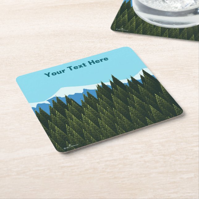 Fractal Forest Square Paper Coaster (Angled)