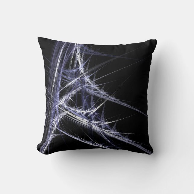 Fractal Frost Pattern Purple Black Pillow (Front)