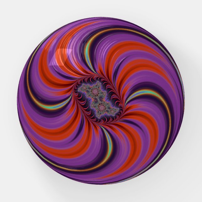 Fractal Fuschia Flower Purple and Red  Paperweight (Front)