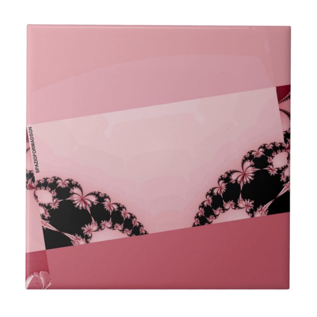 Fractal Garden creamy Ceramic Tile (Front)