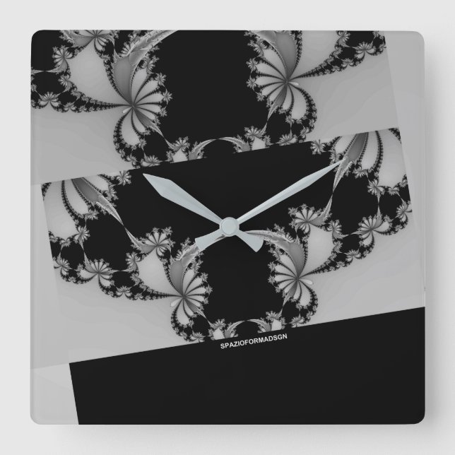 Fractal Garden gray Square Wall Clock (Front)