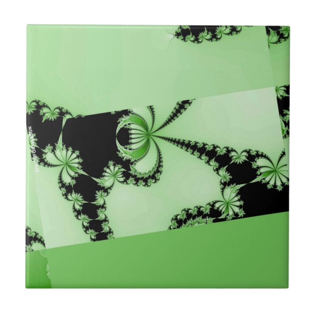 Fractal Garden green Ceramic Tile (Front)