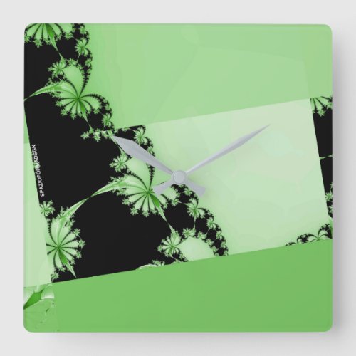 Fractal Garden lime Square Wall Clock