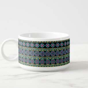 Fractal Geometric Porcelain Chili Bowl with Bold C