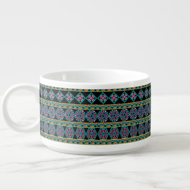 Fractal Geometric Porcelain Chili Bowl with Bold C (Right)