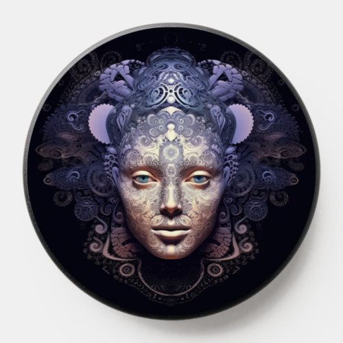 Fractal geometry female portrait PopSocket