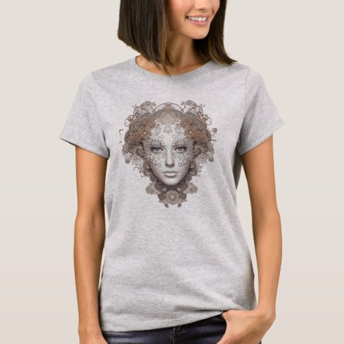 Fractal geometry female portrait T_Shirt