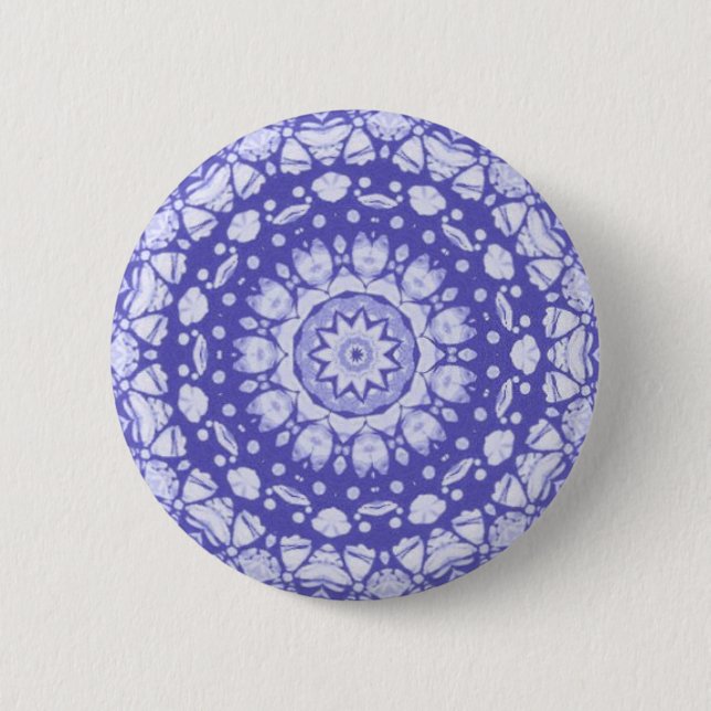 Fractal Glass Digital Art Mandala Pin Button (Front)