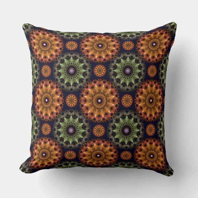 Fractal glossy frilly star pattern throw pillow (Front)