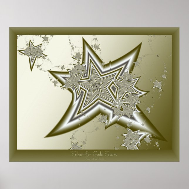 Fractal Gold Stars Poster (Front)