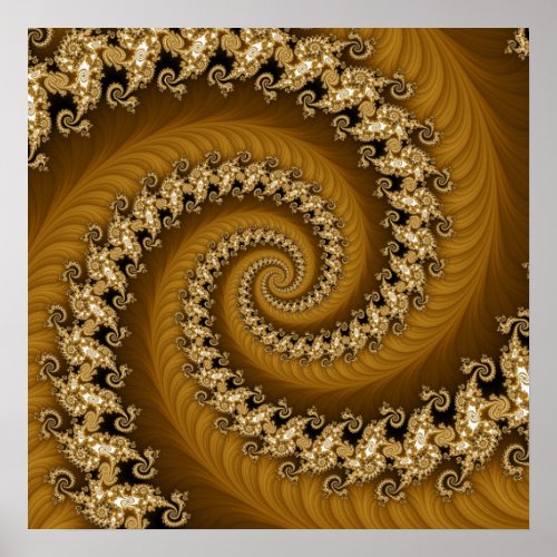 Fractal Golden Double Spiral Poster