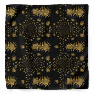 fractal golden stars,black background bandana