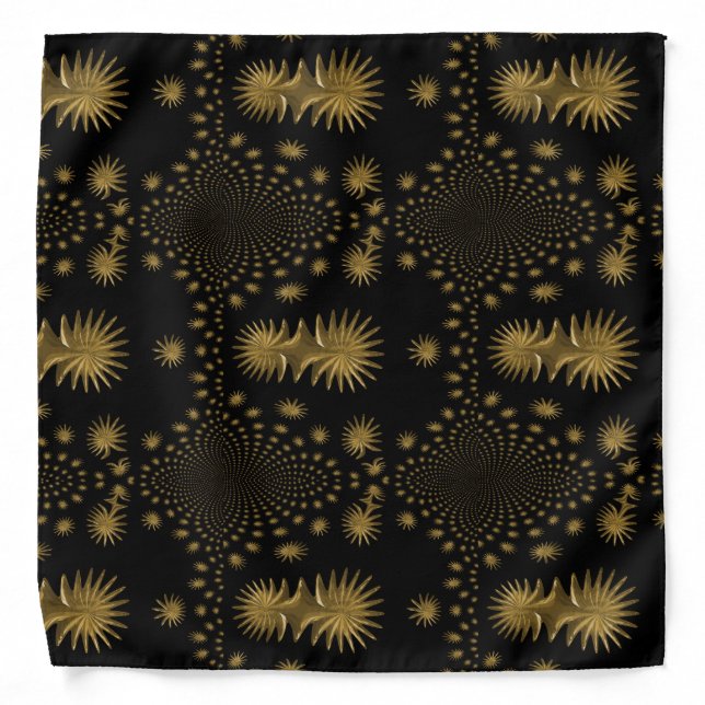 fractal golden stars,black background bandana (Front)