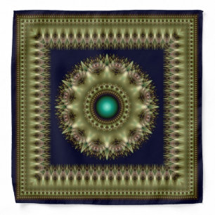 Fractal green brilliant framed mandala bandana