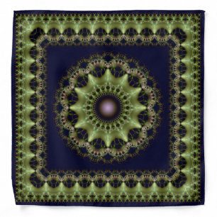 Fractal green brilliant framed mandala bandana
