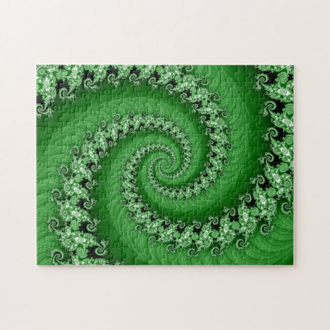 Fractal Green Double Spiral Puzzle (Horizontal)