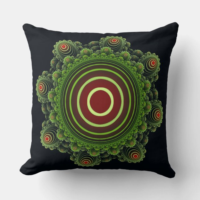Fractal green fairy ornament throw pillow (Front)