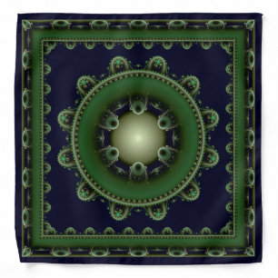 Fractal green framed decoration bandana