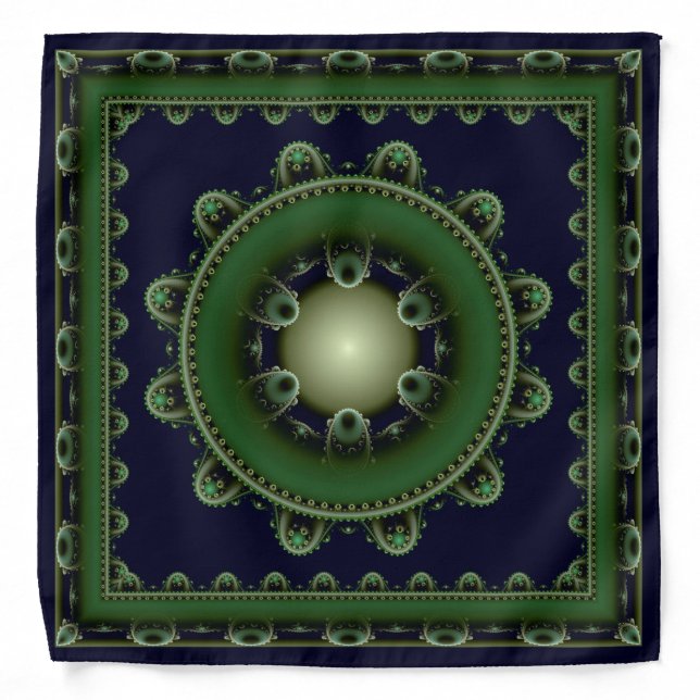 Fractal green framed decoration bandana (Front)