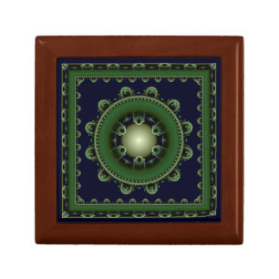 Fractal green framed decoration gift box